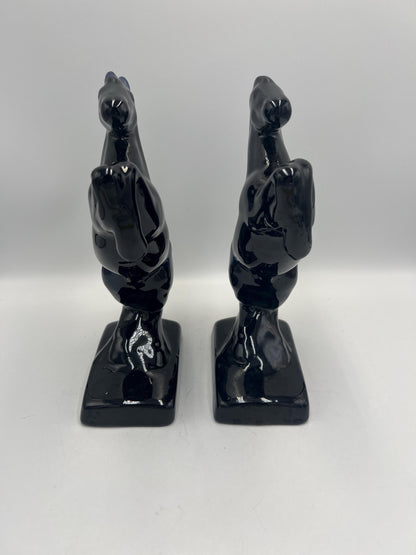 Blue Mountain Pottery Horses / Pair of Cobalt Blue Drip BMP Rearing Horses / Set of BMP Horse Bookends / BMP Canada