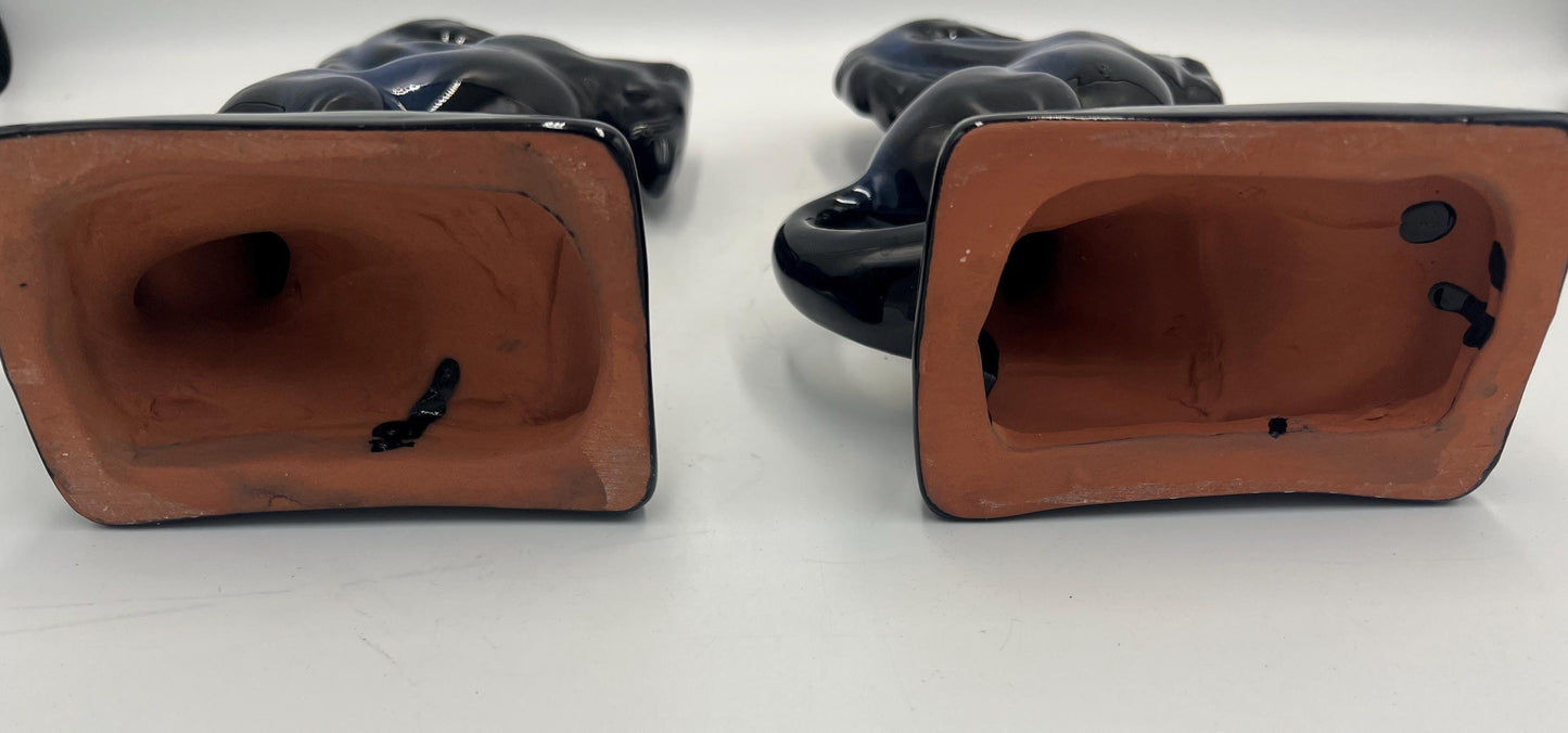 Blue Mountain Pottery Horses / Pair of Cobalt Blue Drip BMP Rearing Horses / Set of BMP Horse Bookends / BMP Canada