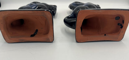 Blue Mountain Pottery Horses / Pair of Cobalt Blue Drip BMP Rearing Horses / Set of BMP Horse Bookends / BMP Canada
