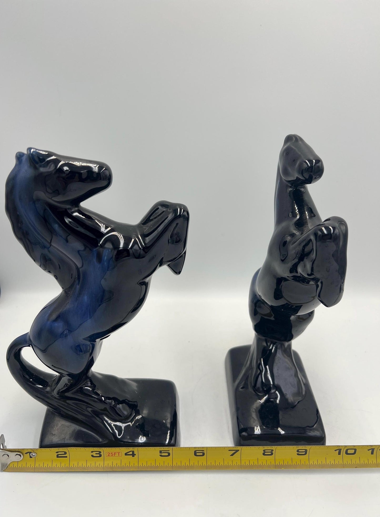 Blue Mountain Pottery Horses / Pair of Cobalt Blue Drip BMP Rearing Horses / Set of BMP Horse Bookends / BMP Canada