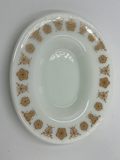 Vintage Pyrex Gravy Boat, Butterfly Gold Pattern (With Plate)