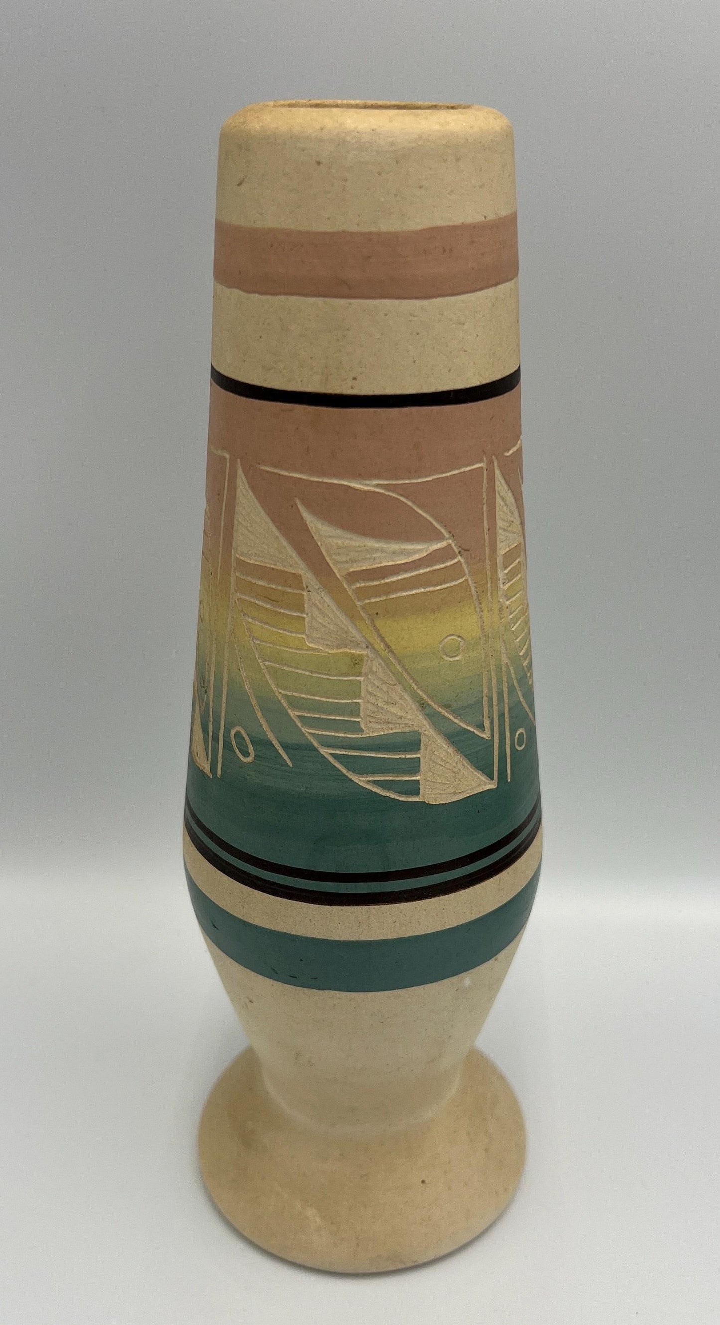 Tribal Design Vase: Signed Jean Pottery (Rustic Ceramic, Small)