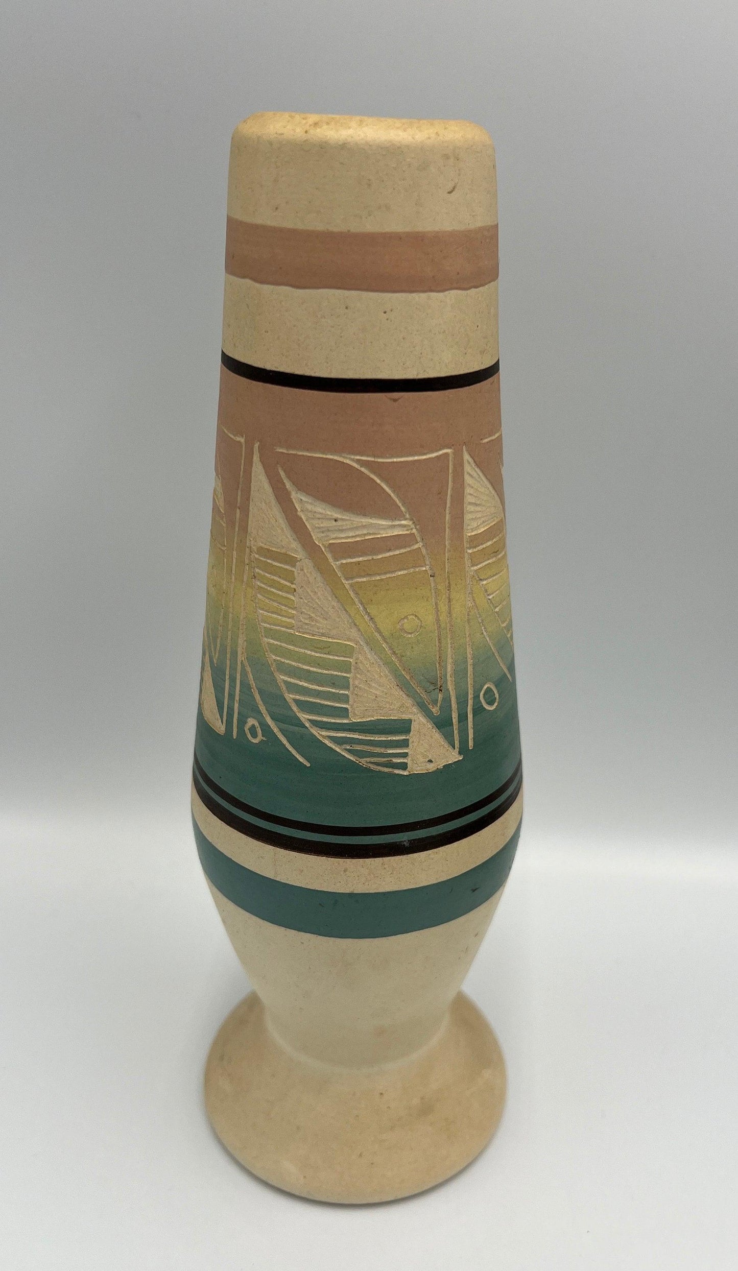 Tribal Design Vase: Signed Jean Pottery (Rustic Ceramic, Small)