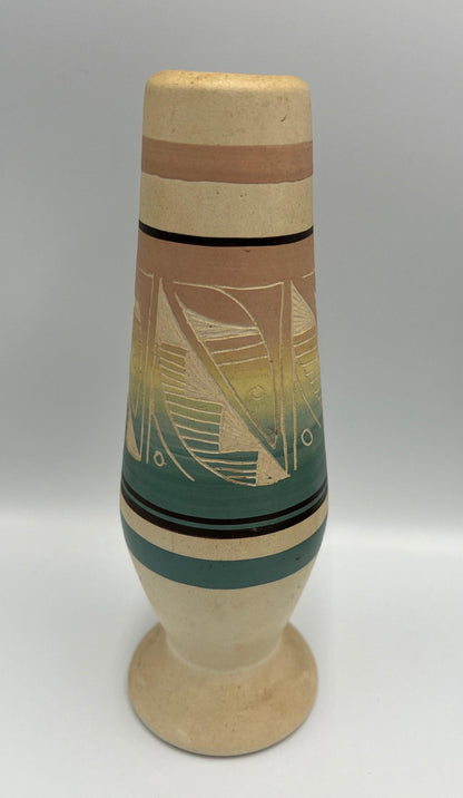 Tribal Design Vase: Signed Jean Pottery (Rustic Ceramic, Small)