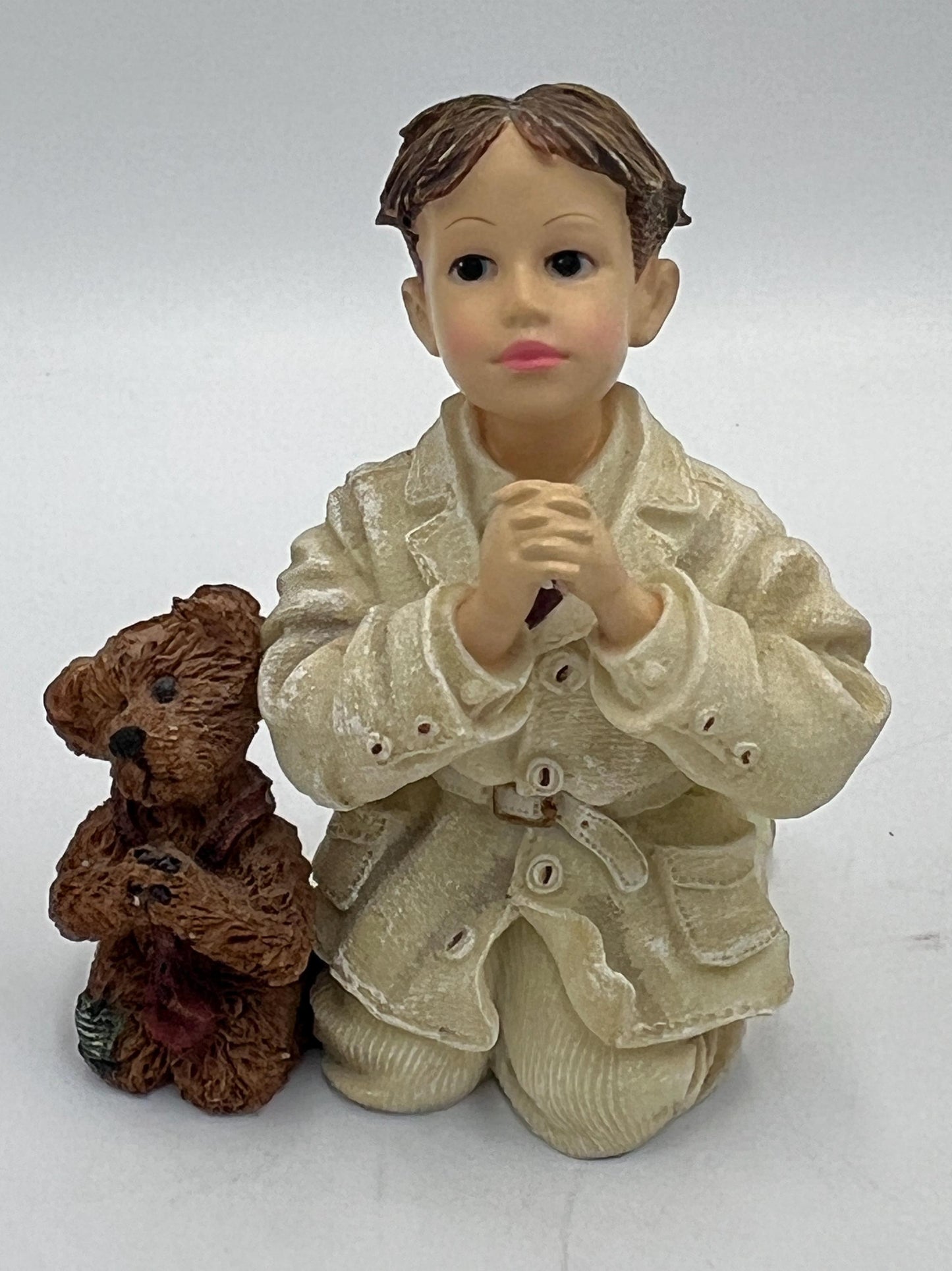 Dollstone Figurines: Vintage Hand-Painted Resin - Children with Animals