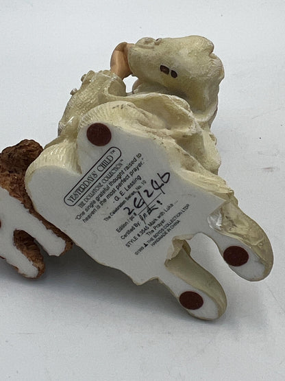 Dollstone Figurines: Vintage Hand-Painted Resin - Children with Animals