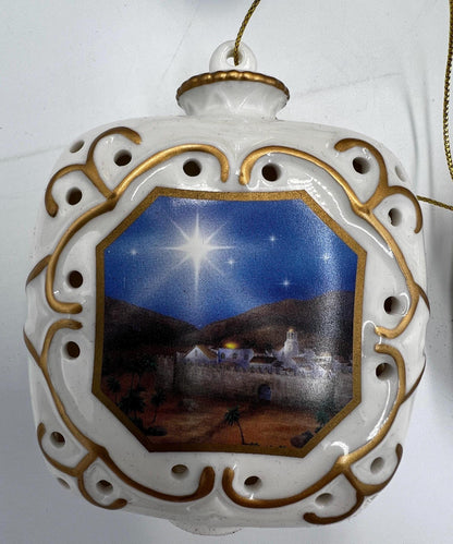 Nativity Ornament Collection: Hand-Painted Porcelain - 12 Pieces with Box