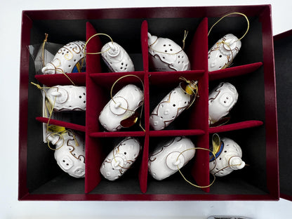 Nativity Ornament Collection: Hand-Painted Porcelain - 12 Pieces with Box