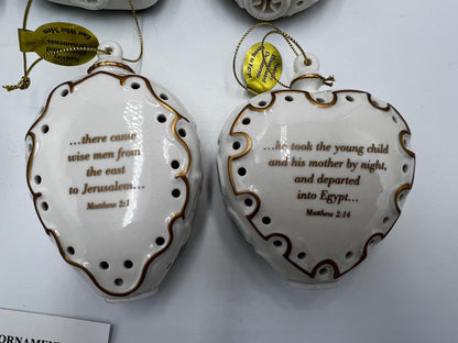 Nativity Ornament Collection: Hand-Painted Porcelain - 12 Pieces with Box
