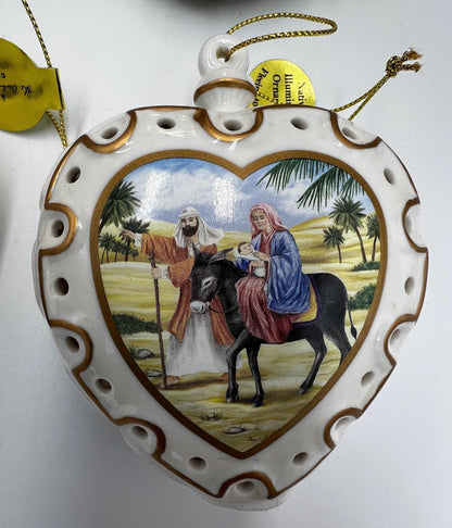 Nativity Ornament Collection: Hand-Painted Porcelain - 12 Pieces with Box