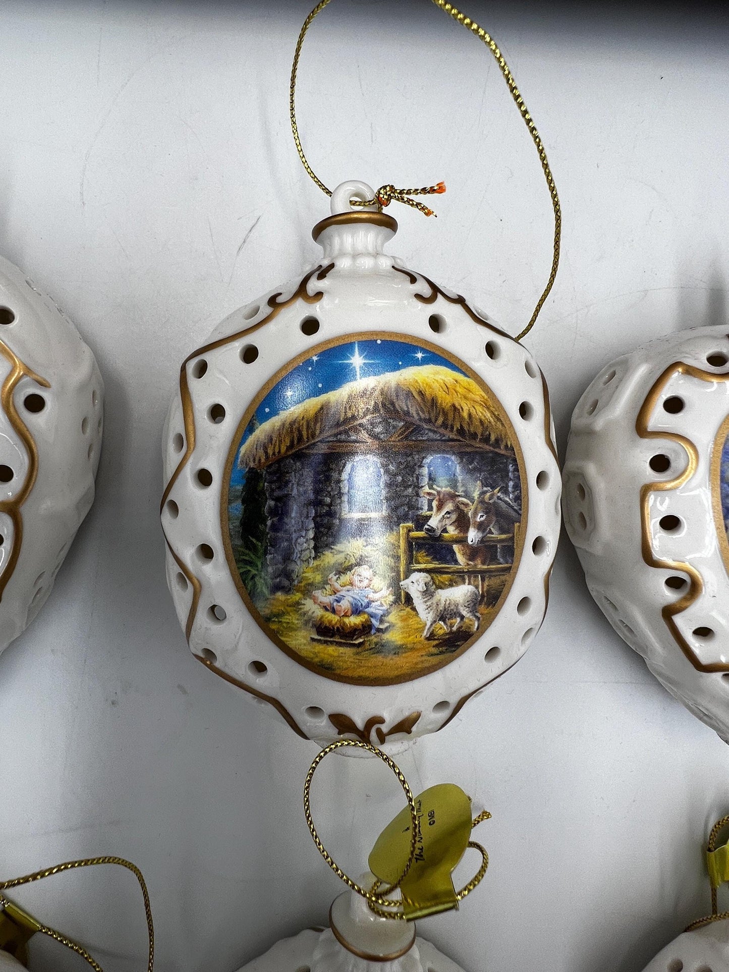 Nativity Ornament Collection: Hand-Painted Porcelain - 12 Pieces with Box