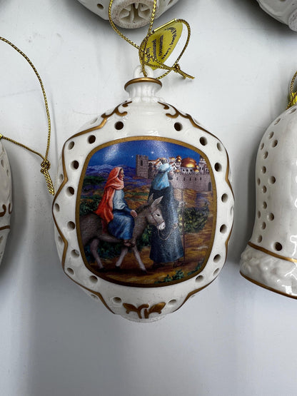 Nativity Ornament Collection: Hand-Painted Porcelain - 12 Pieces with Box