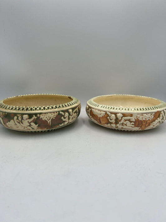 Roseville Donatello Antique Art Pottery Cherub Center Bowls