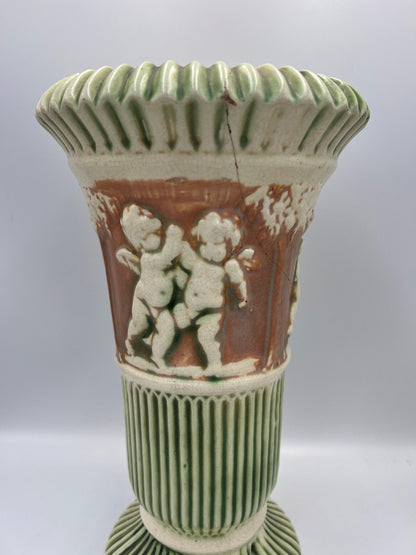 Roseville Donatello Cherub Vase Set: Antique Art Pottery, 1920s