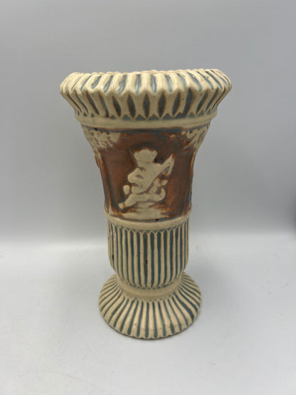 Roseville Donatello Cherub Vase Set: Antique Art Pottery, 1920s
