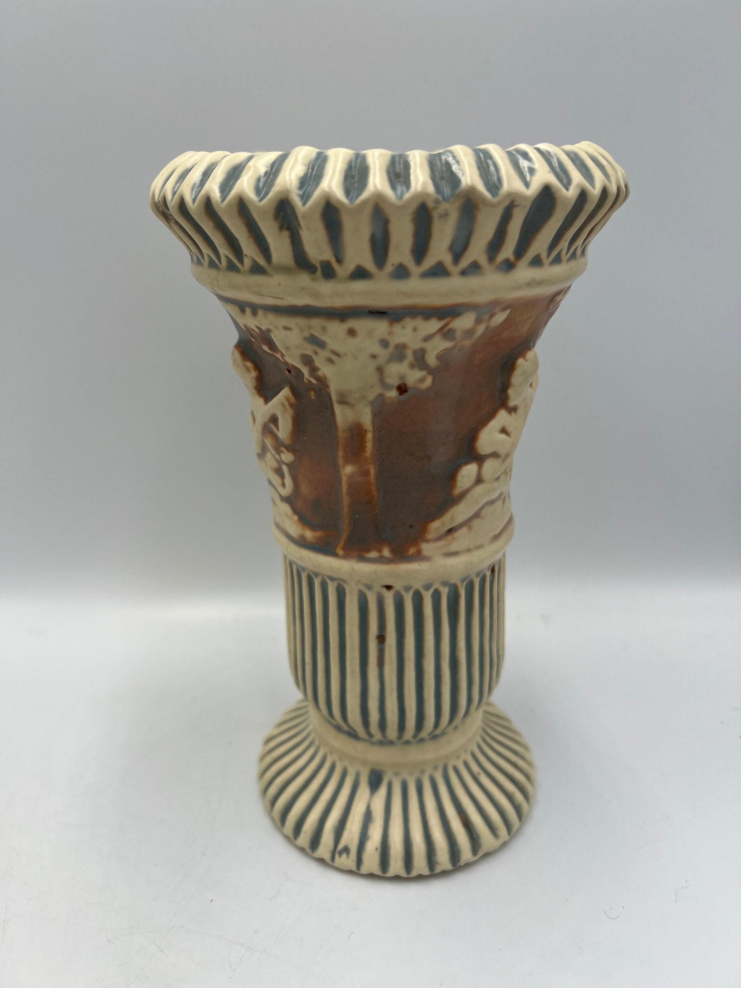 Roseville Donatello Cherub Vase Set: Antique Art Pottery, 1920s