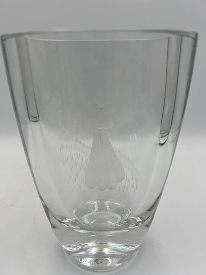 Mid-Century Orrefors Vase - Girl with Birds, Swedish Art Glass