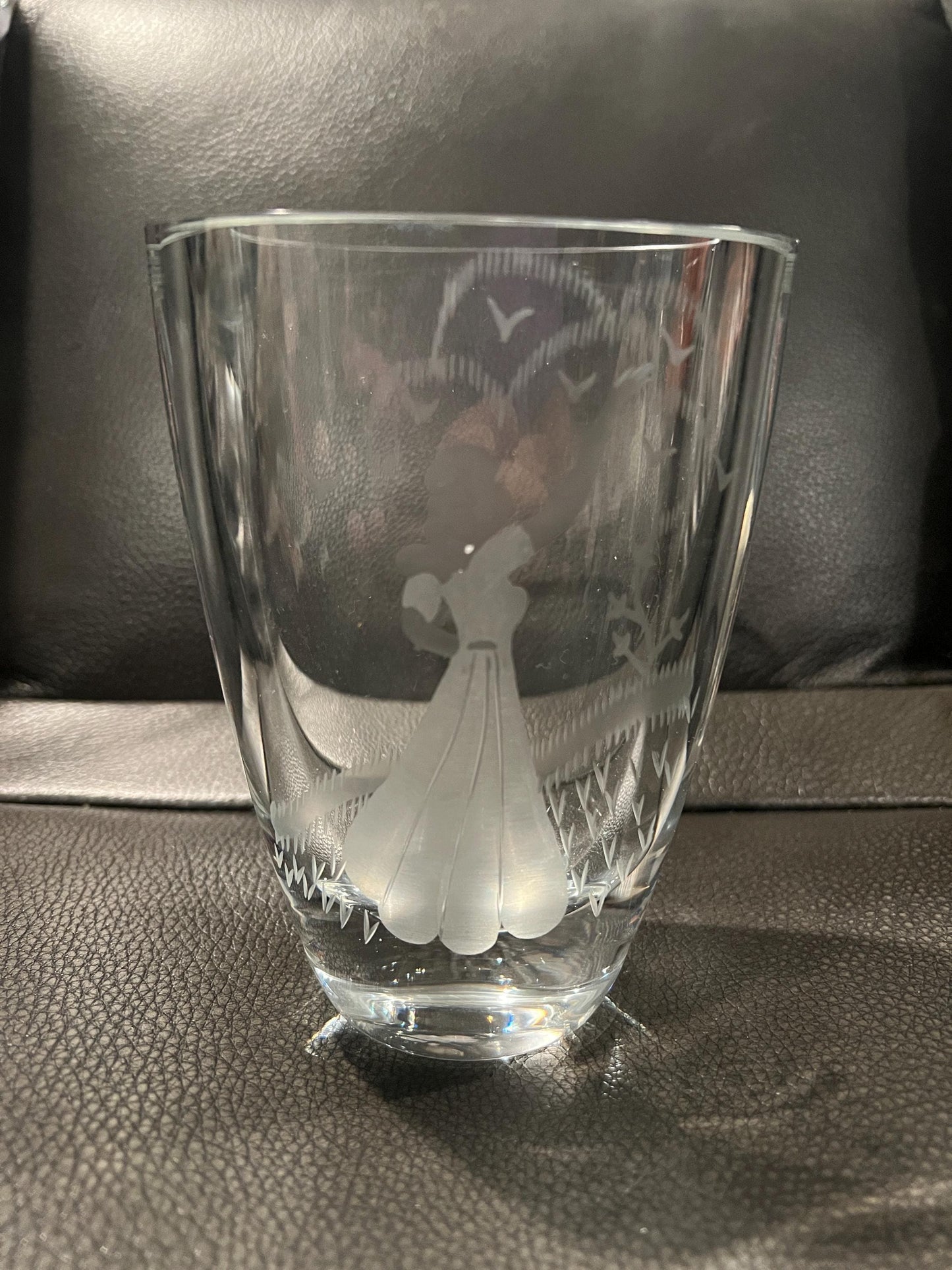 Mid-Century Orrefors Vase - Girl with Birds, Swedish Art Glass
