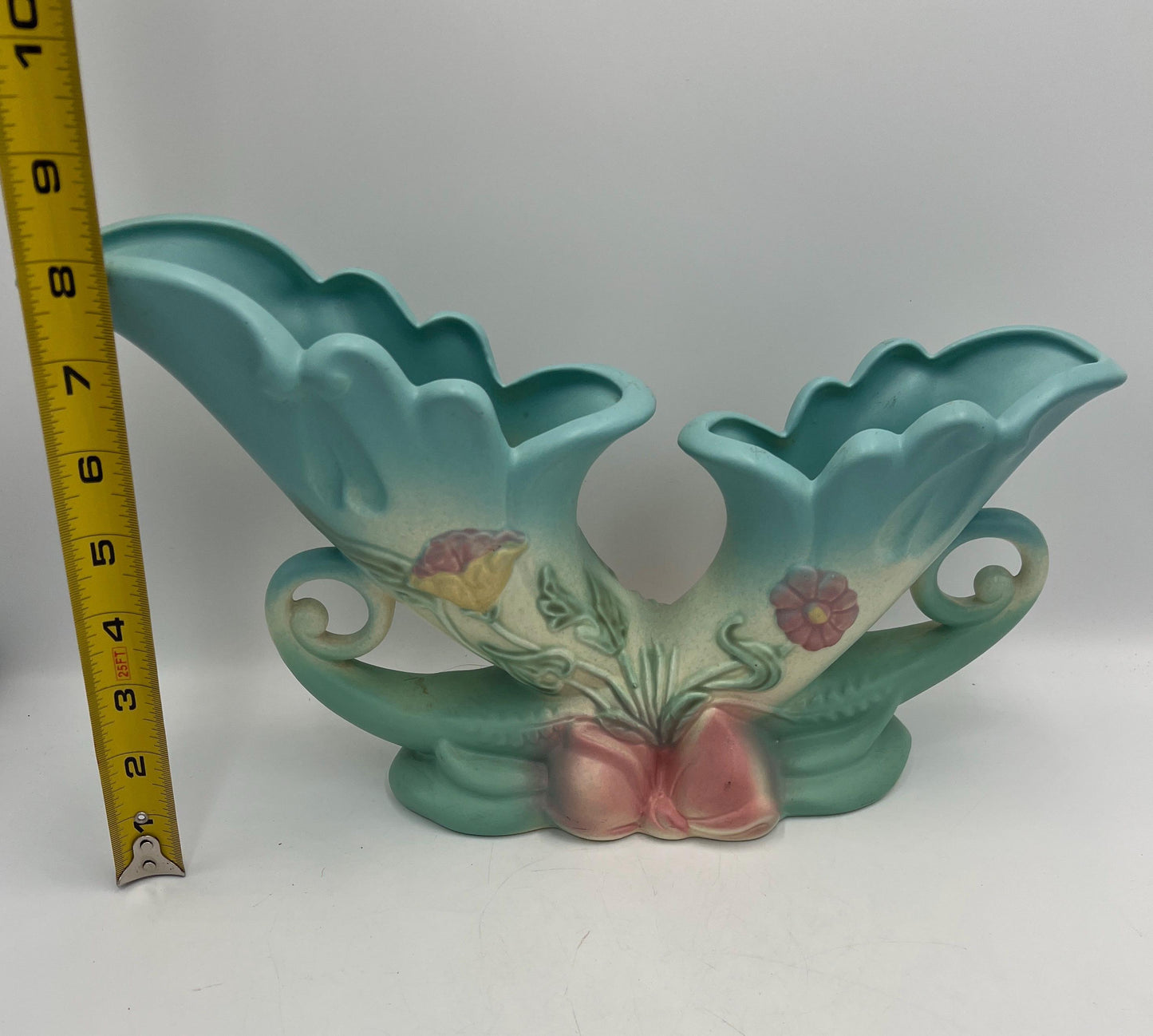 Hull Pottery Cornucopia Double Handled Vases, circa 1949 B13 13"