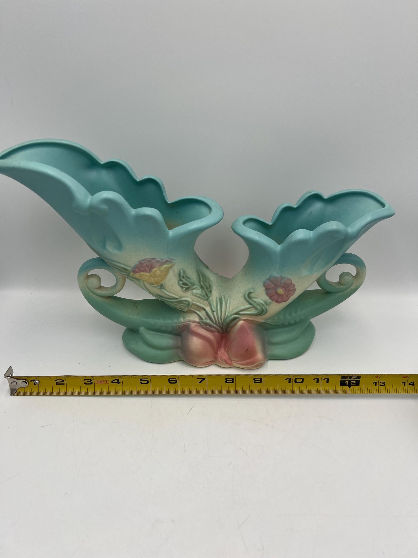 Hull Pottery Cornucopia Double Handled Vases, circa 1949 B13 13"