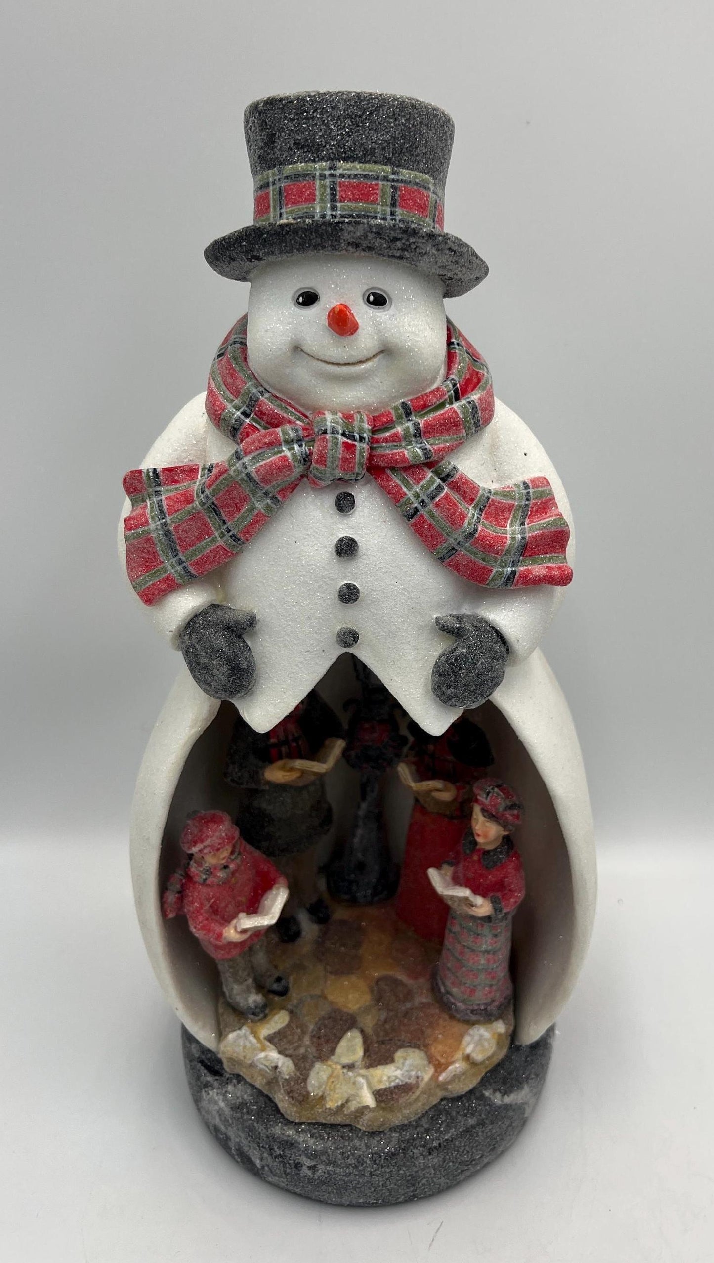 Snowman Christmas Decor: Light-Up Carolers Figurine (Medium Size)