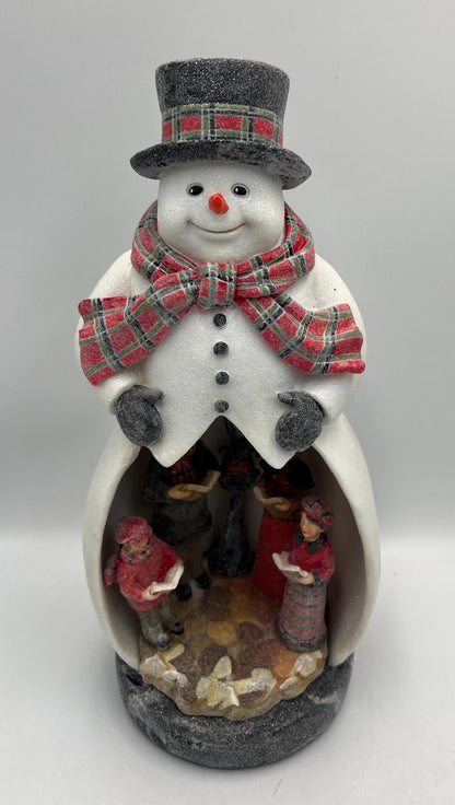 Snowman Christmas Decor: Light-Up Carolers Figurine (Medium Size)