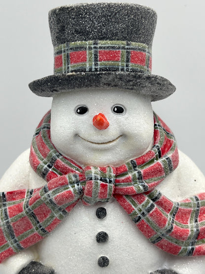 Snowman Christmas Decor: Light-Up Carolers Figurine (Medium Size)