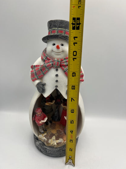 Snowman Christmas Decor: Light-Up Carolers Figurine (Medium Size)