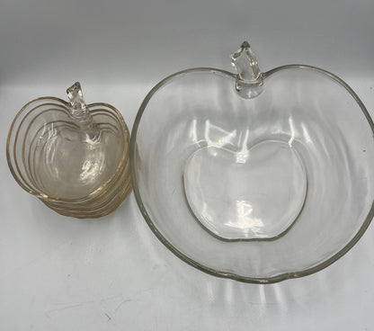 Vintage Hazel Atlas Clear Apple Themed Serving Set