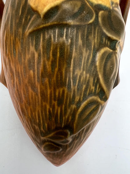 Roseville Clematis Autumn Brown Wall Pocket Vase and Candlestick Holders- Your Choice