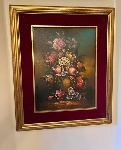 G De Maria Original Floral Oil Painting - Still Life Collectible Art
