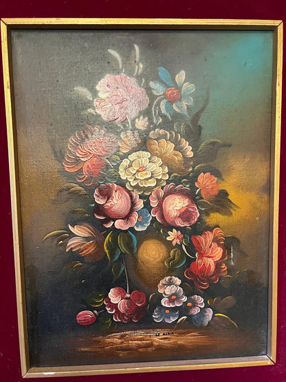 G De Maria Original Floral Oil Painting - Still Life Collectible Art