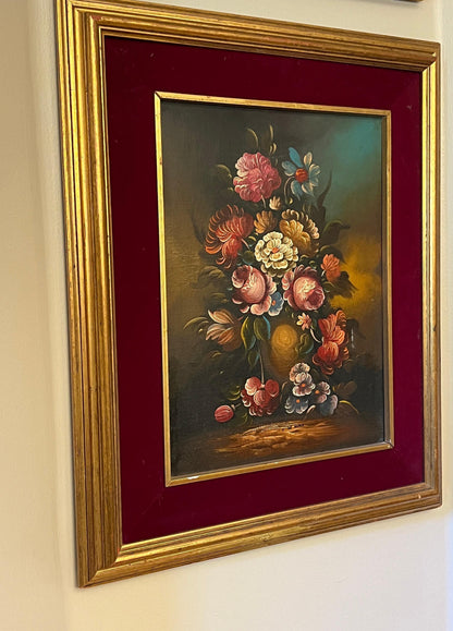 G De Maria Original Floral Oil Painting - Still Life Collectible Art