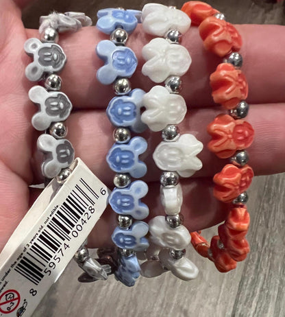 DISNEY Mickey Minnie Mouse Stretch Bracelets Mickey Head Ears - 4 Bracelets for Kids or Adults - Trrtlz