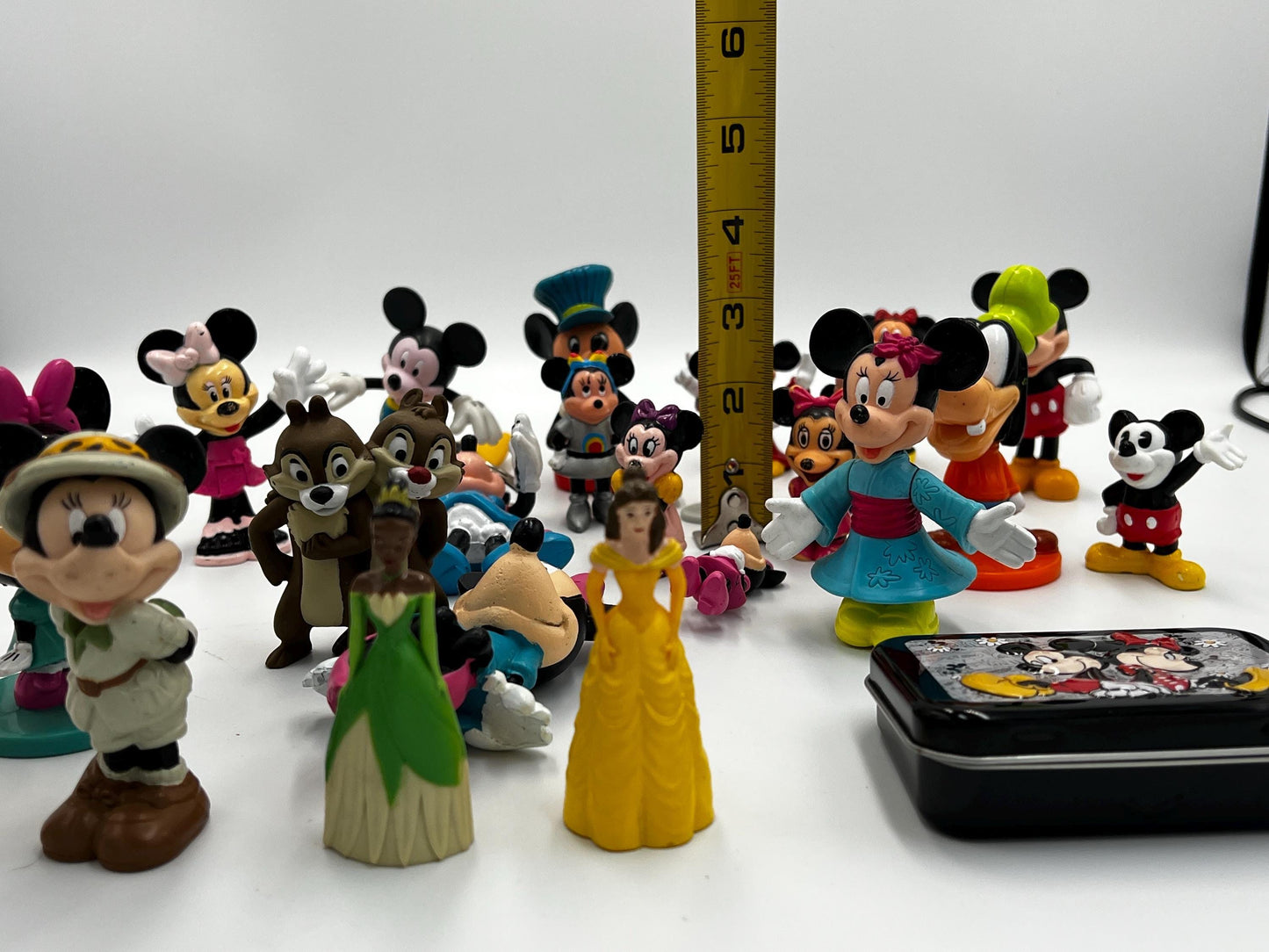 DISNEY Mickey Mouse Miniatures Lot of 20 Assorted Figures and Memorabilia - Minnie Mouse - Goofy - Disney Princess - Chip and Dale