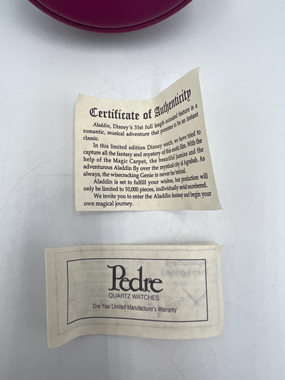 Aladdin Watch by Pedre - New - Never Used - CoA Included - Disney Watch 1990s Vintage