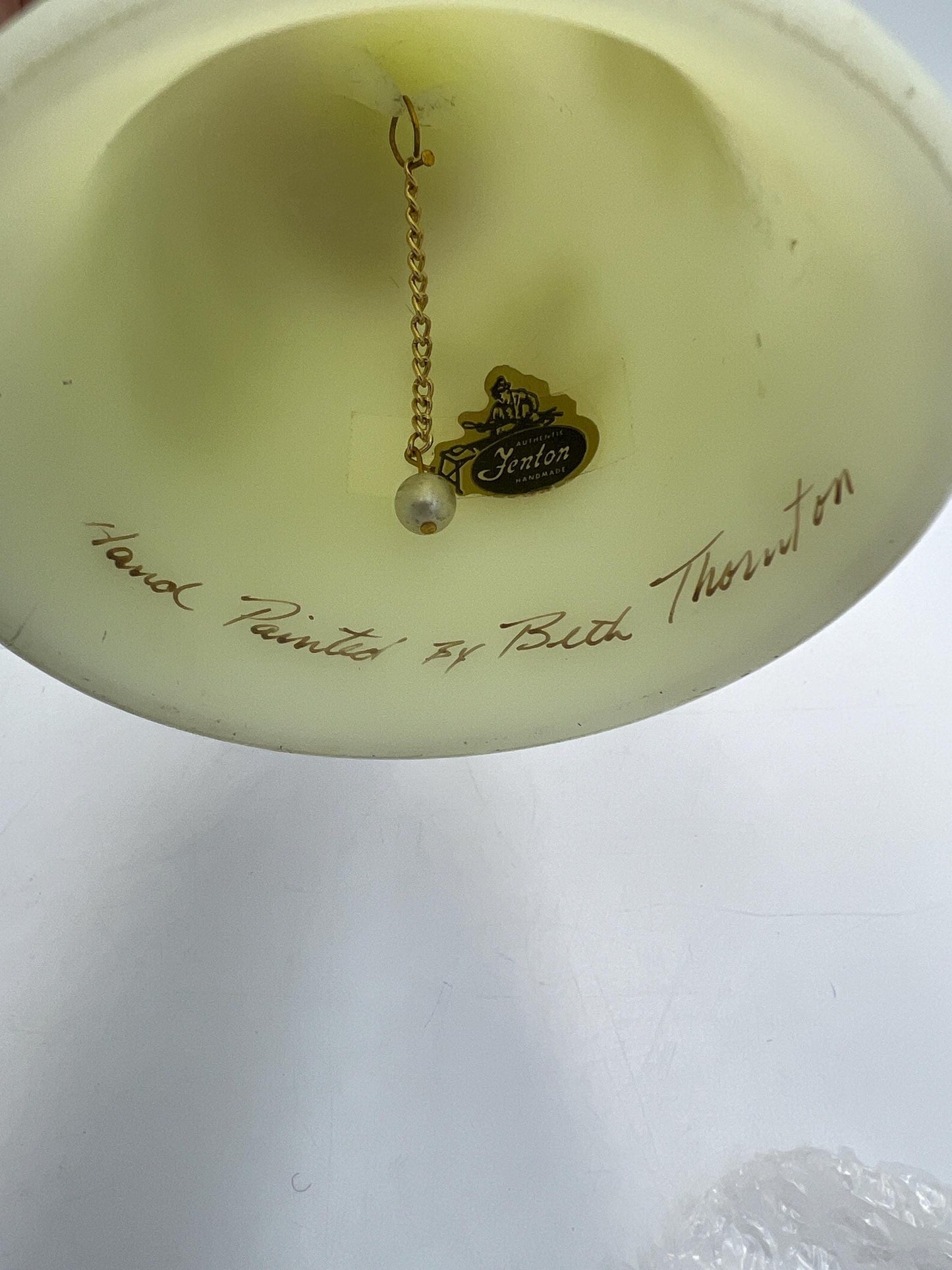 Fenton Uranium Custard Satin Glass Bell, signed, Your choice