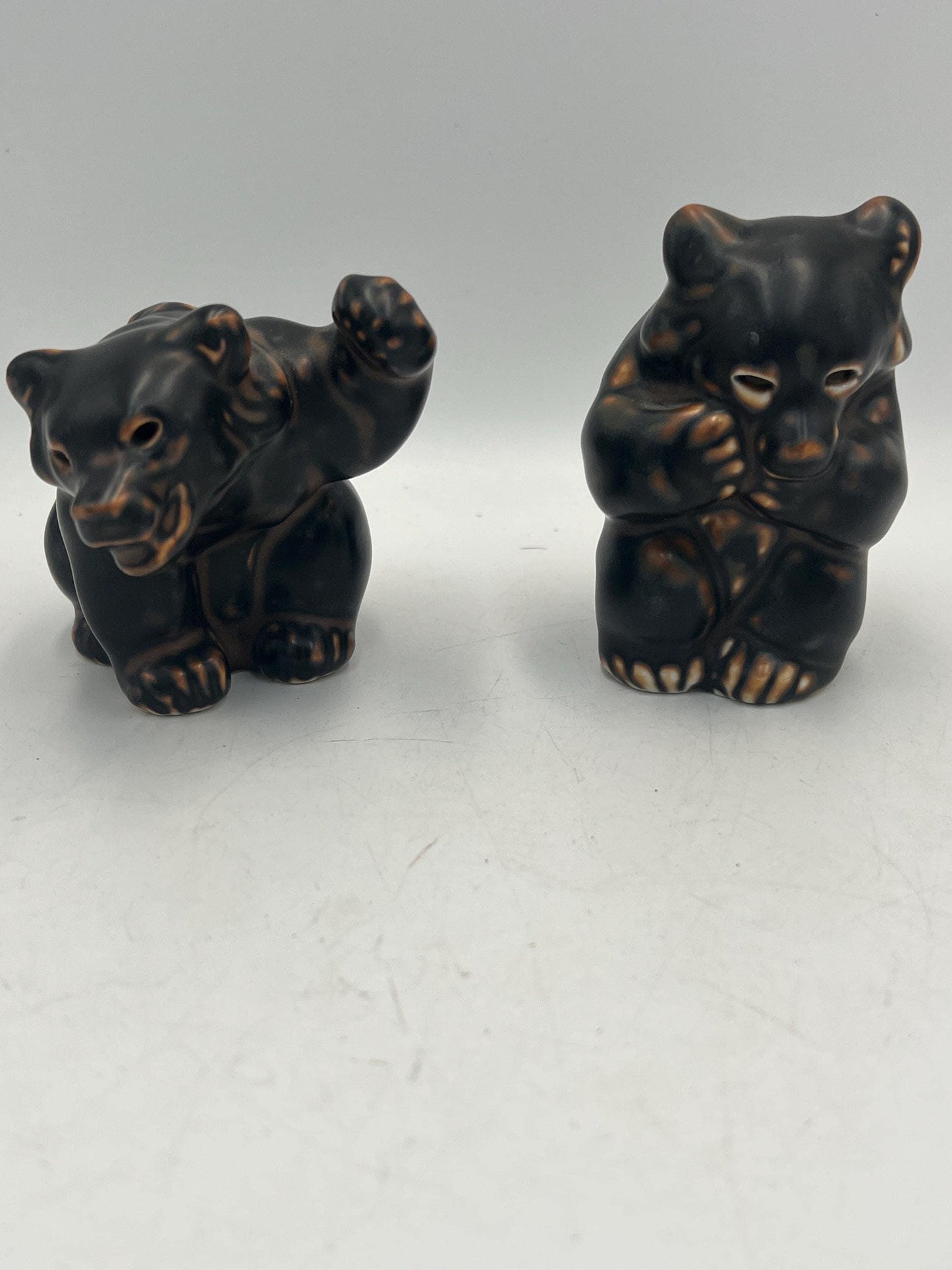 Porcelain Bear Figurines Designed by Knud Kyhn Royal Copenhagen - Two Available