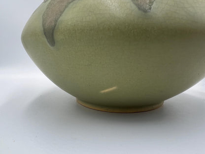 Carnelian II Bowl Vase: Vintage Roseville Pottery - Green and Brown Drip
