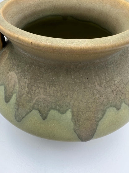 Carnelian II Bowl Vase: Vintage Roseville Pottery - Green and Brown Drip