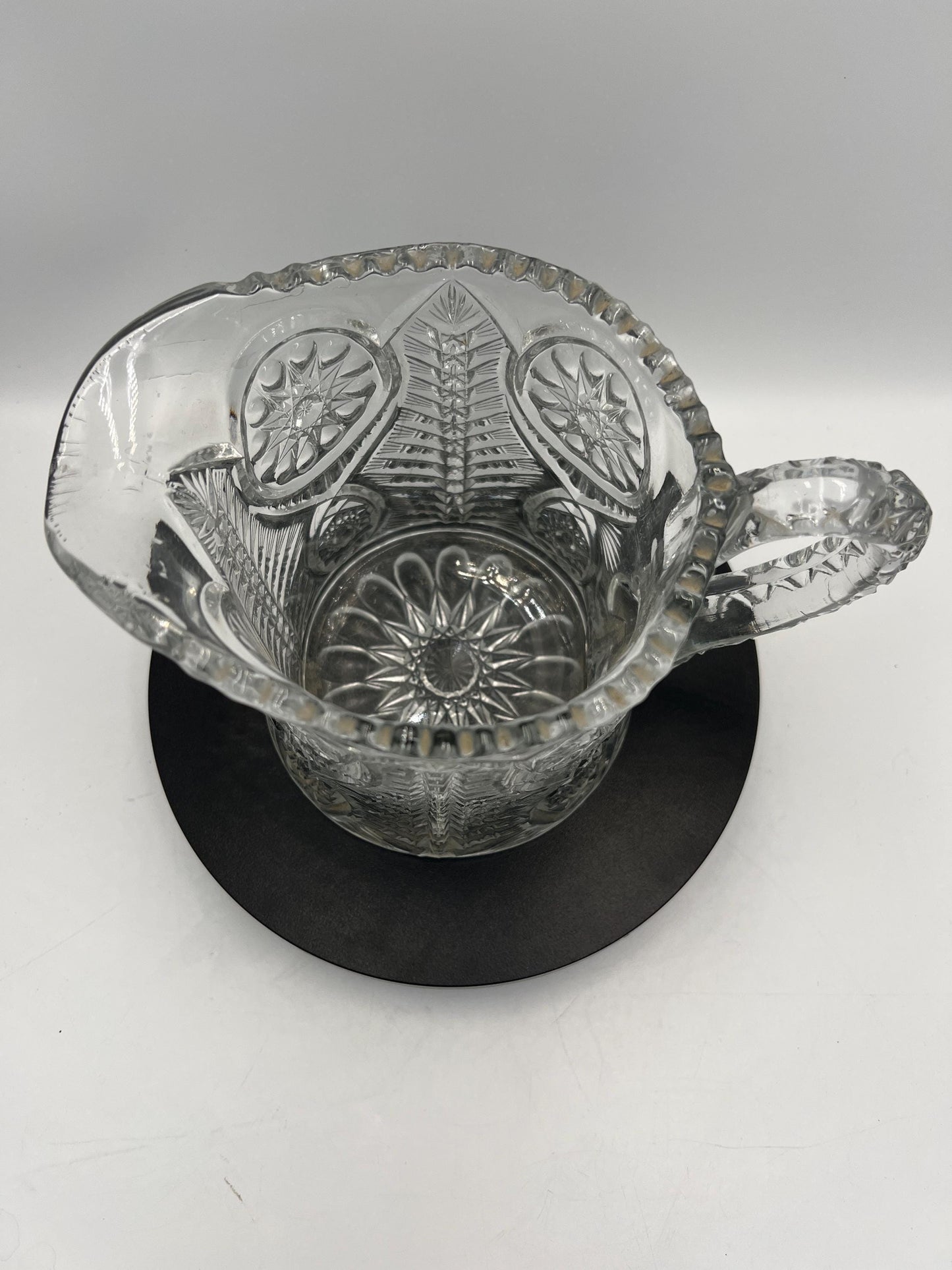 EAPG Riverside Glass Sawtooth Pitcher Inverted Feather Design