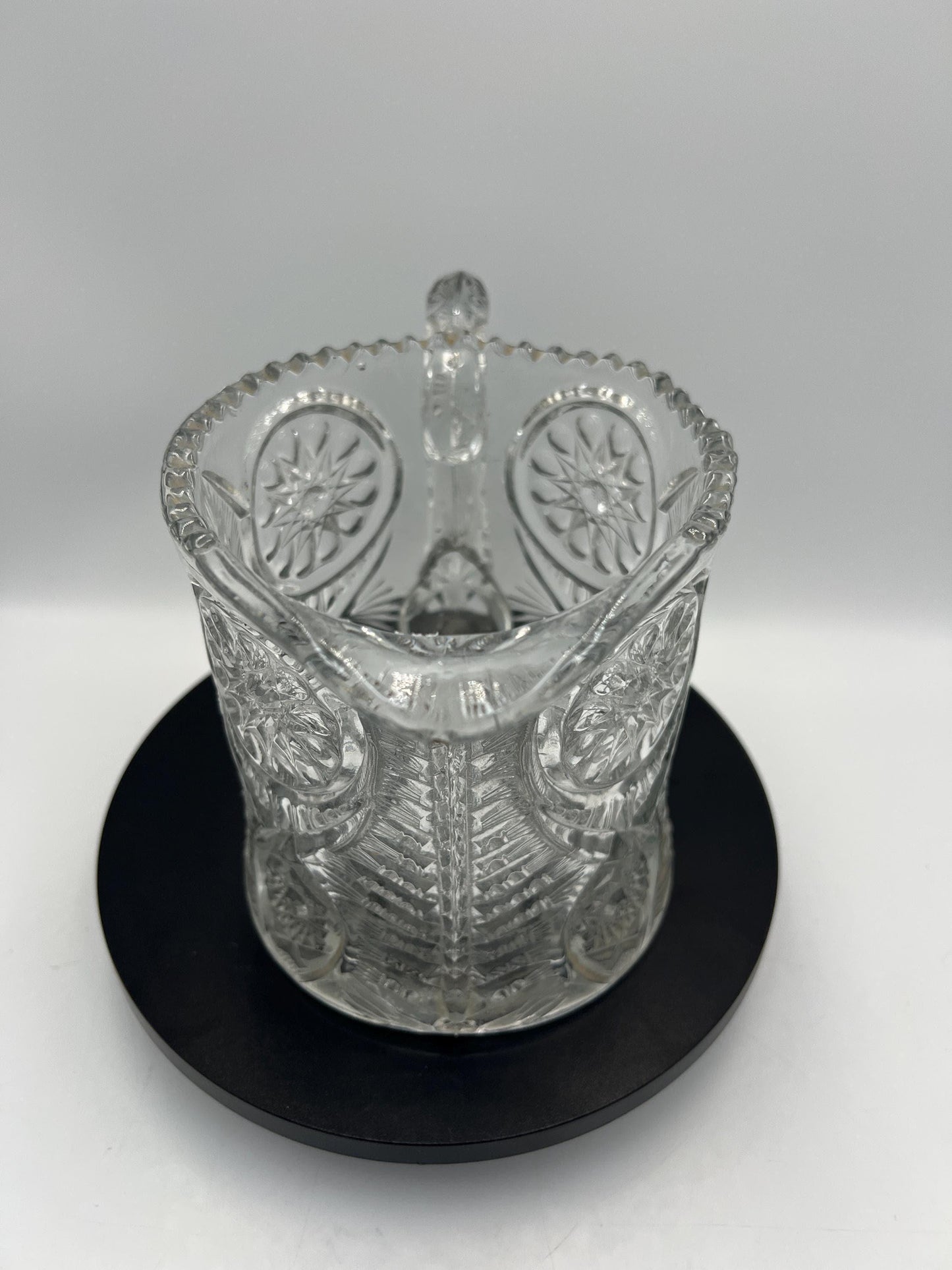 EAPG Riverside Glass Sawtooth Pitcher Inverted Feather Design