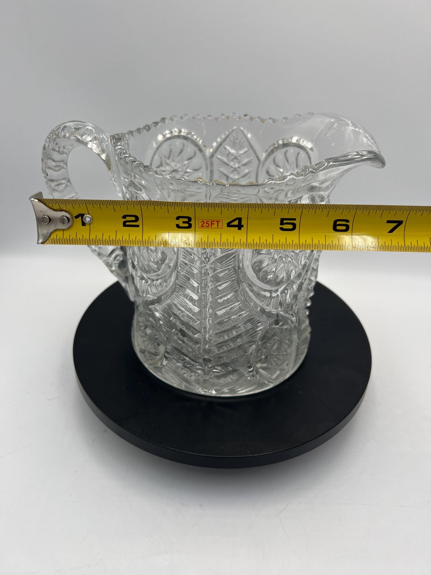 EAPG Riverside Glass Sawtooth Pitcher Inverted Feather Design