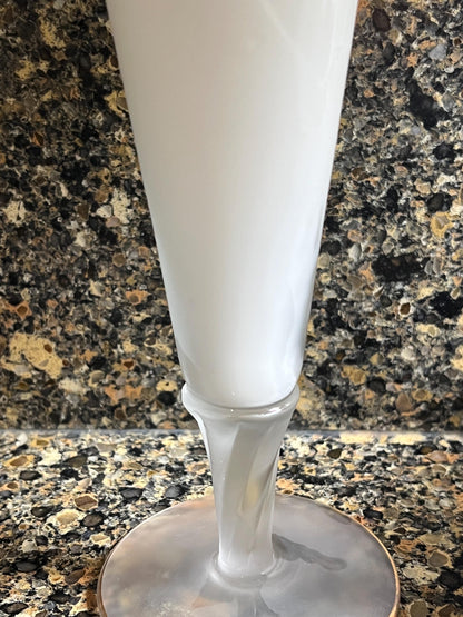 Frosted Glass Vase with Floral Motif 15" H