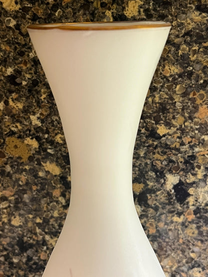Frosted Glass Vase with Floral Motif 15" H