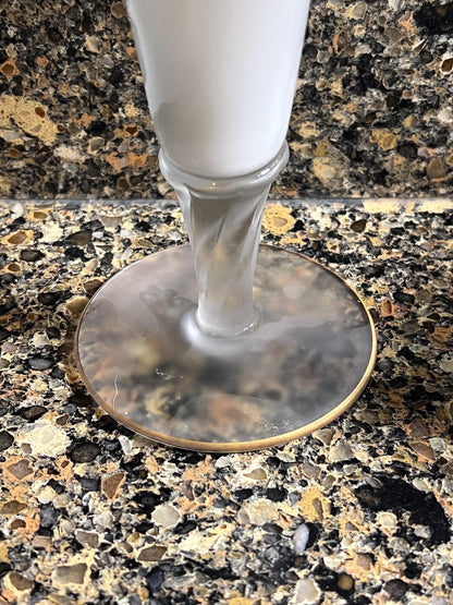 Frosted Glass Vase with Floral Motif 15" H
