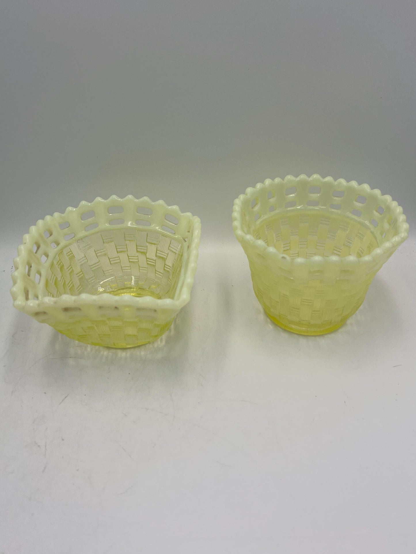 Fenton Uranium Basketweave Bowl or Basket - Your Choice - Glows