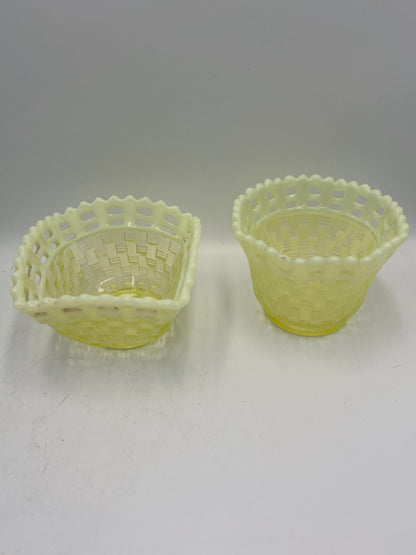 Fenton Uranium Basketweave Bowl or Basket - Your Choice - Glows