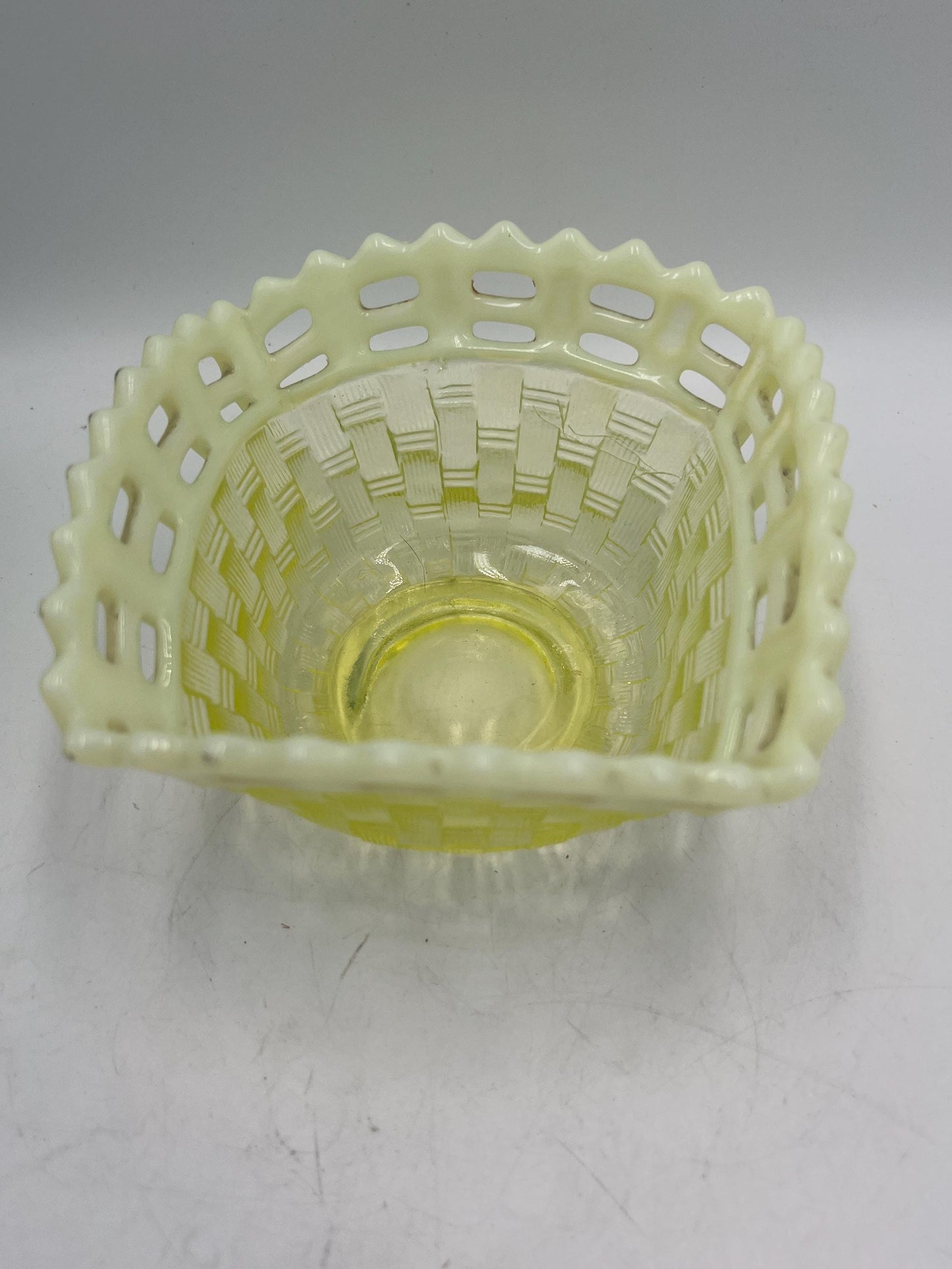 Fenton Uranium Basketweave Bowl or Basket - Your Choice - Glows