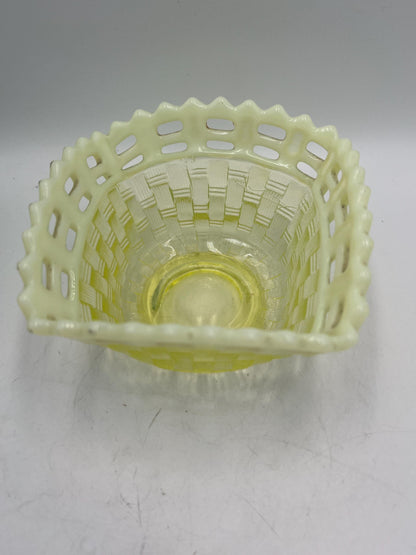 Fenton Uranium Basketweave Bowl or Basket - Your Choice - Glows